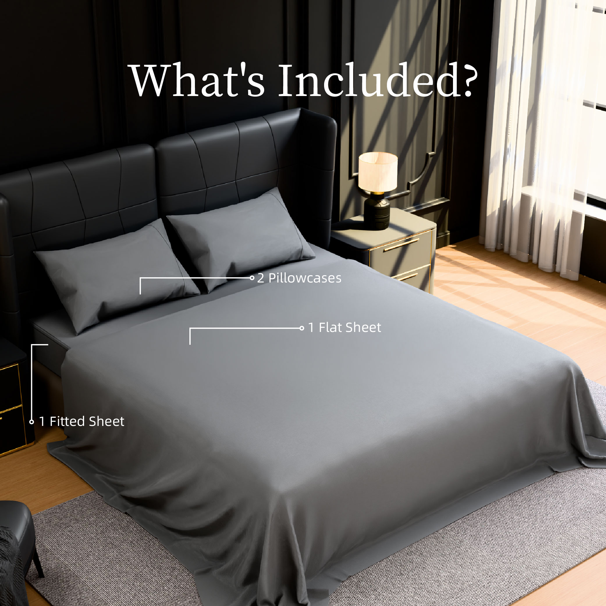 Bedding King Bed Sheets Set - 4 Piece Bedding - Brushed Microfiber - Shrinkage And Fade Resistant - Easy Care (King, Grey)_voghion.com